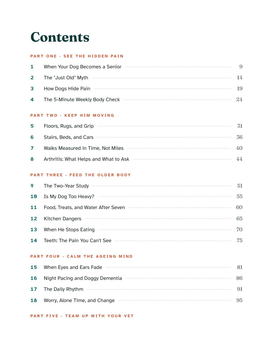 The book's contents page
